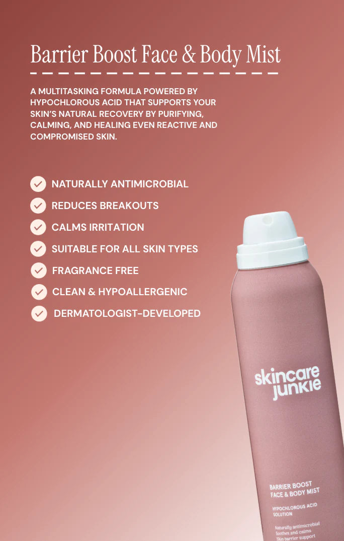 barrier boost hypochlorous acid face and body mist bottle isolated product clean skincare for sensitive skin