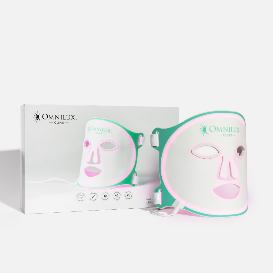 Omnilux Clear device targeting mild to moderate acne with dual wavelengths