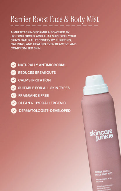 barrier boost hypochlorous acid face and body mist bottle isolated product clean skincare for sensitive skin