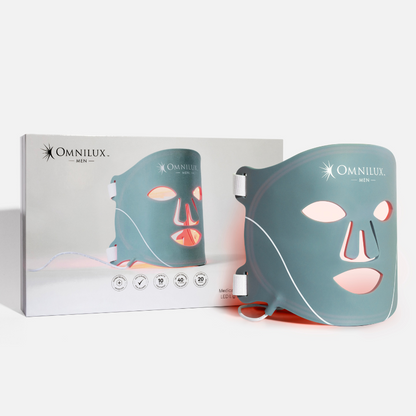 Omnilux Contour Men LED device applied for reducing fine lines and wrinkles